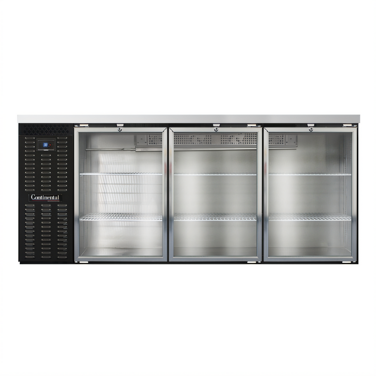 Product image #1 for Continental Refrigerator BB79SNGD 79" Shallow Depth Three Glass Door Back Bar Cooler