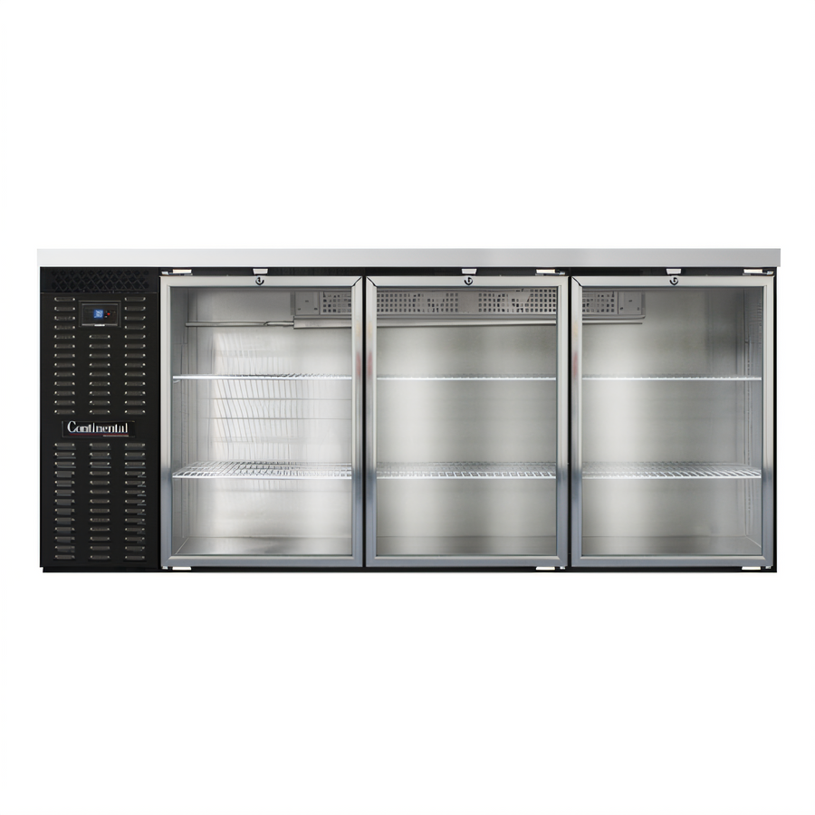 Product image #1 for Continental Refrigerator BB79SNGD 79" Shallow Depth Three Glass Door Back Bar Cooler