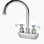 Thumbnail image #1 for Krowne Royal Series 14-401L Commercial Backsplash-Mount Faucet, 6-Inch Gooseneck Spout, 4-Inch Centers, Ceramic Valve Case of 12