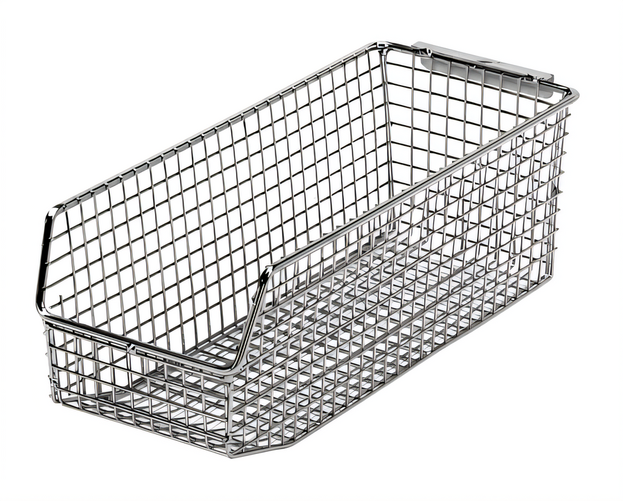 Product image #1 for Quantum Mesh Stack & Hang Bin, Rectangular, 11 x 4-3/4 x 4 Inch, Chrome