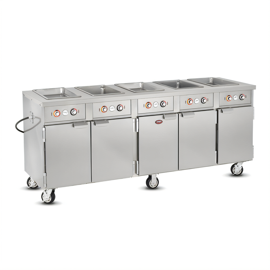 Product image #1 for Handy Line HLC-5W6-7H-35-DRN Mobile Heated Wet Well Serving Cabinet