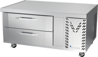 Victory Refrigeration 48-Inch One-Section Chef Base Freezer with 2 Drawers, Stainless Steel Exterior, Self-Contained, Side-Mounted Refrigeration