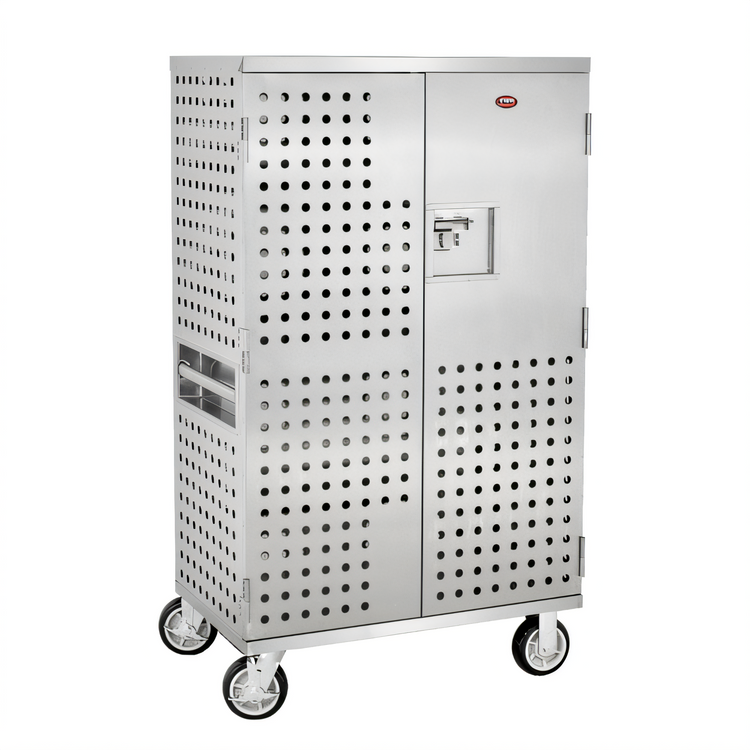 Product image #1 for Enclosed Correctional Utility Cart with 2 Shelves, 2 Doors, Stainless Steel