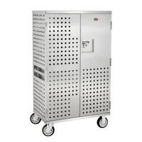 Enclosed Correctional Utility Cart with 2 Shelves, 2 Doors, Stainless Steel