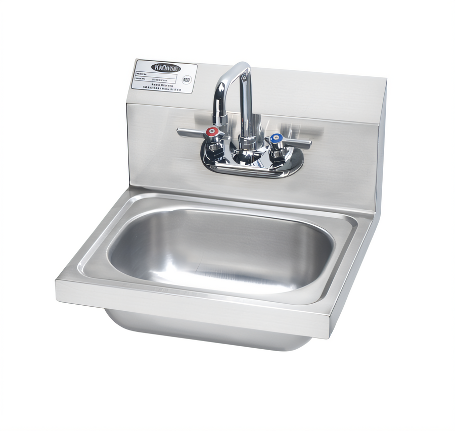 Product image #1 for Krowne Wall-Mount Stainless Steel Hand Sink with 14 x 10 x 5-Inch Bowl, Gooseneck Faucet, Backsplash, and Mounting Bracket
