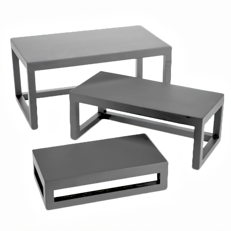 Product image #1 for American Metalcraft 3-Piece Rectangular Black Solid Wood Buffet Riser Set