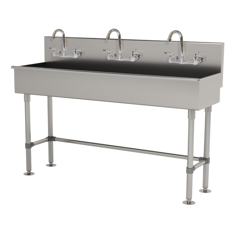 Product image #1 for Advance Tabco 60-Inch Multiwash Freestanding Hand Wash Sink with 3 Faucets