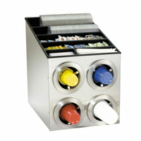 Dispense-Rite CTC-L-2X2SS Countertop Stainless Steel Cup & Lid Dispensing Cabinet with 4 Adjustable Dispensers