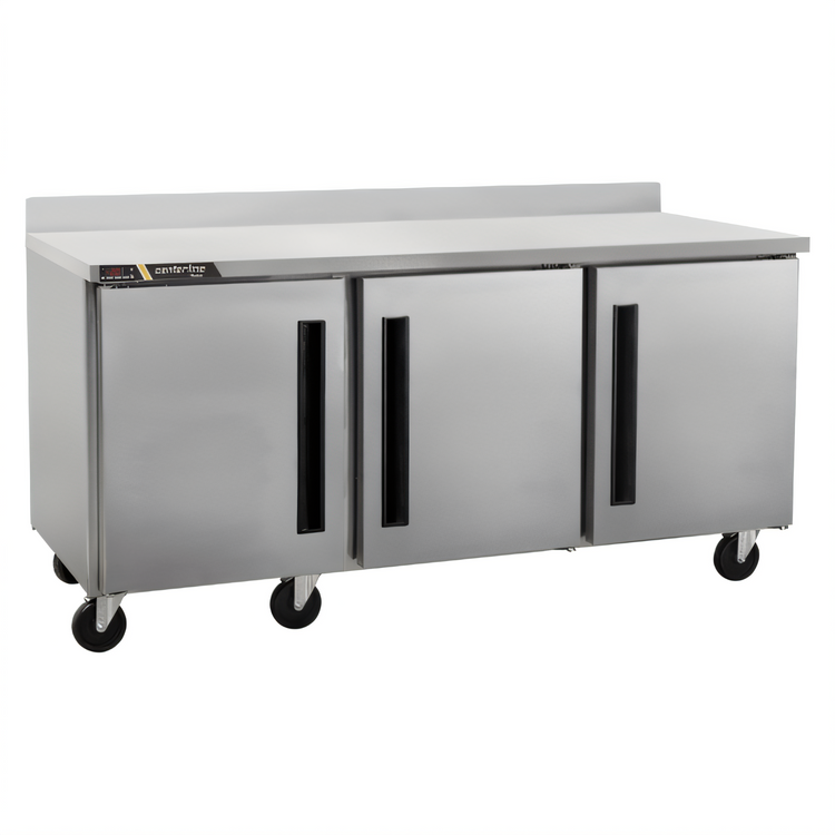 Product image #1 for Centerline CLUC-72F-SD-WTLLL 72" Three-Section Worktop Freezer with Left-Hinged Solid Doors