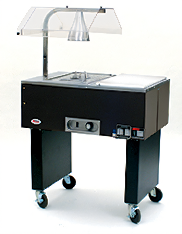 Product image #1 for Eagle Service Mate Deluxe Portable Beef Cart Carving Station with 12 x 20 Hot Food Well, Carving Board, Heat Lamp, and Sneeze Guard, 33-Inch Wide