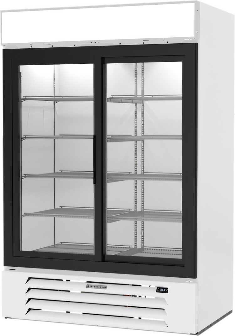 Product image #1 for Beverage-Air MarketMax™ 2-Section Reach-In Sliding Glass Door Refrigerated Merchandiser, 46.15 Cu. Ft., White