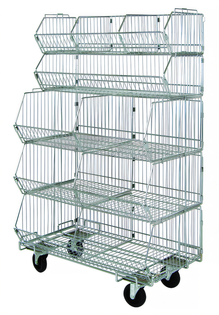 Product image #1 for Mobile Stacking Basket System with 5 Baskets, 36W x 20D x 60H, Chrome Plated Finish