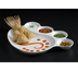 Thumbnail image #1 for American Metalcraft Porcelain Divided Impression Plate with Built-In Sauce Cups