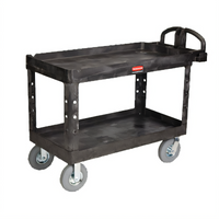 Rubbermaid Commercial Products Heavy Duty Utility Bus Cart, 2-Shelf, 750 lb. Capacity, Black