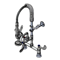 EasyInstall Mini Pre-Rinse Unit, 8-Inch Deck Mount Mixing Faucet with Swing Nozzle, 1.15 GPM