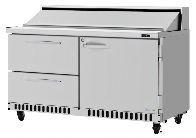 Product image #1 for Turbo Air PRO Series Front Breathing Two-Section Sandwich/Salad Prep Table with 16-Pan Opening, 1 Door and 2 Drawers