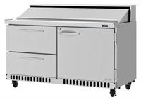Turbo Air PRO Series Front Breathing Two-Section Sandwich/Salad Prep Table with 16-Pan Opening, 1 Door and 2 Drawers