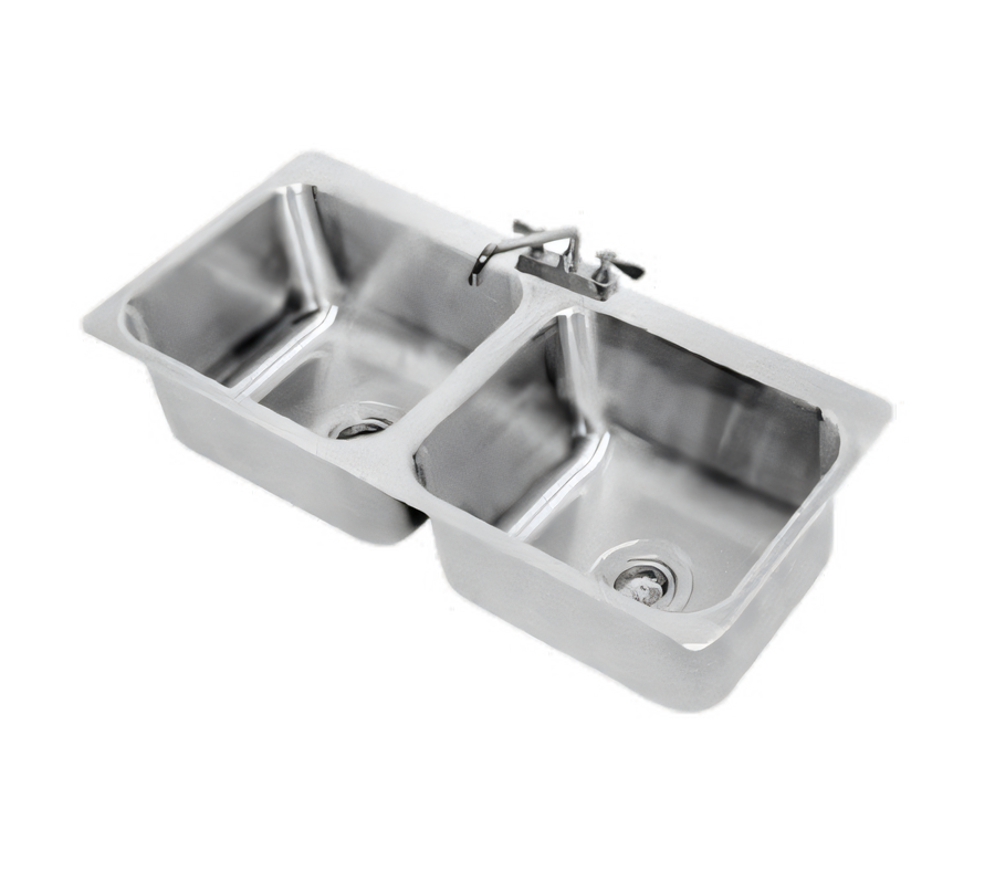 Product image #1 for Advance Tabco 45.5-Inch Wide 2-Compartment Drop-In Stainless Steel Sink with 8-Inch Swing Spout Faucet and Basket Drain