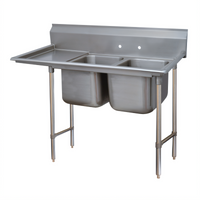 Advance Tabco Regaline 2-Compartment Stainless Steel Sink with Left-Hand Drainboard, 20 x 20 Inch Bowls, 12-Inch Deep, 36-Inch Drainboard