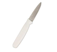 Crestware 3-1/2 Inch Plain Paring Knife with High Carbon German Steel Blade and White Polypropylene Handle
