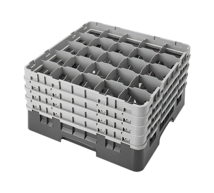 Product image #2 for Cambro Camrack Full Size Low Profile 25-Compartment Glass Rack with 4 Extenders, Brown