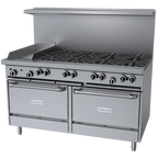 Thumbnail image #1 for Garland G Starfire Pro G60-8G12CR 60-Inch Gas Restaurant Range with 8 Open Burners, 12-Inch Griddle, Standard and Convection Ovens