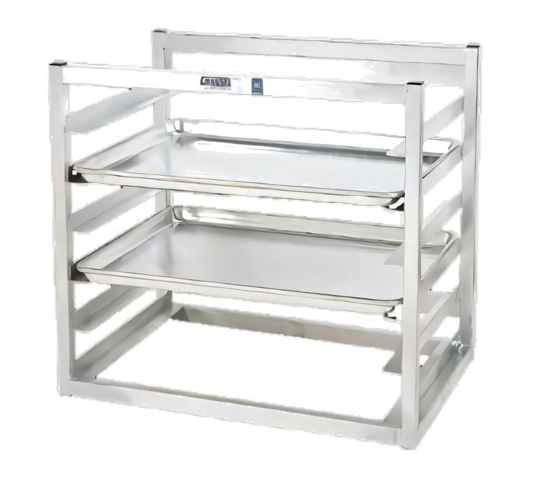 Product image #1 for Channel Wall-Mounted Side-Load Aluminum Sheet Pan Rack for 10 Half-Size Pans
