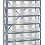 Thumbnail image #1 for Quantum 1875-208CL Heavy-Duty Stationary Wire Shelving Unit with 13 Galvanized Shelves and 36 Clear Bins, 36"W x 18"D x 75"H