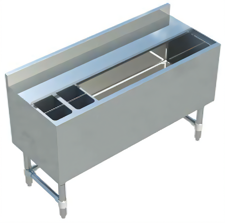 Product image #1 for 48-Inch Underbar Ice Bin with 12-Inch Deep Insulated Bin, Sliding Lid, and 7-Circuit Cold Plate