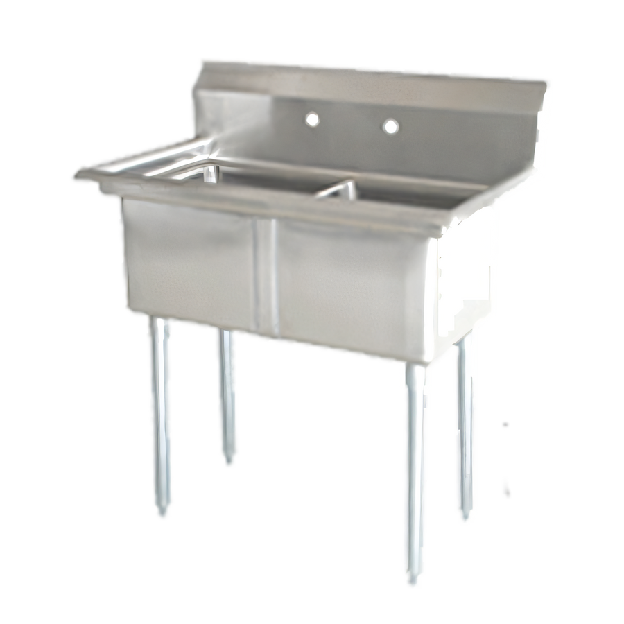 Product image #1 for Omcan 2-Compartment Pot Sink with 21 x 18 x 14-Inch Bowls, 304 Stainless Steel, No Drainboard