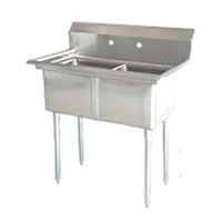 Omcan 2-Compartment Pot Sink with 21 x 18 x 14-Inch Bowls, 304 Stainless Steel, No Drainboard