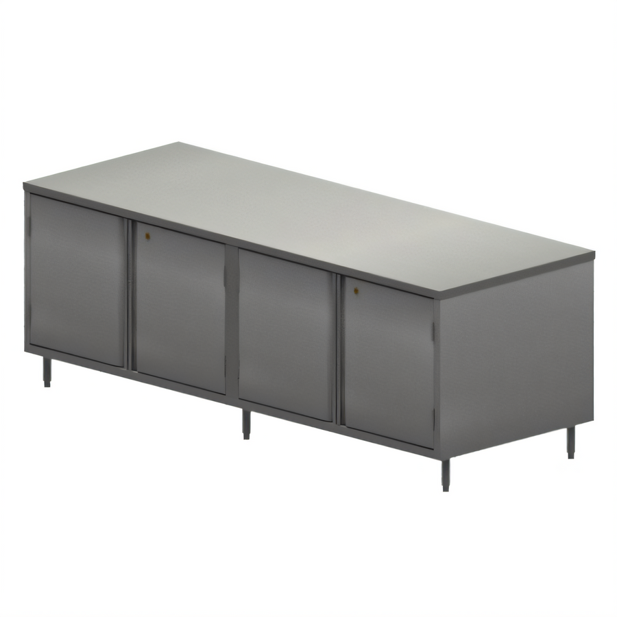 Product image #1 for BK Resources 96-Inch Stainless Steel Chef Table with Locking Hinged Cabinet Base