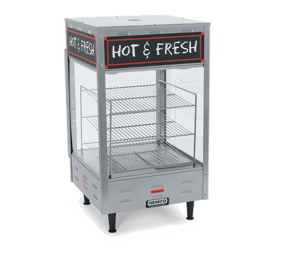 Product image #1 for Nemco Countertop Heated Food Merchandiser, 18-1/2-Inch Square, 3 Shelves, Stainless Steel and Tempered Glass, 120V
