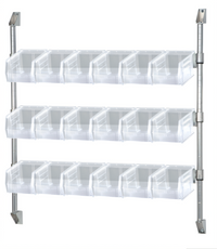 Quantum Wall-Mount Cantilever Bin Holder Starter Unit with 18 Clear Bins, 36 x 10-7/8 x 34 Inches