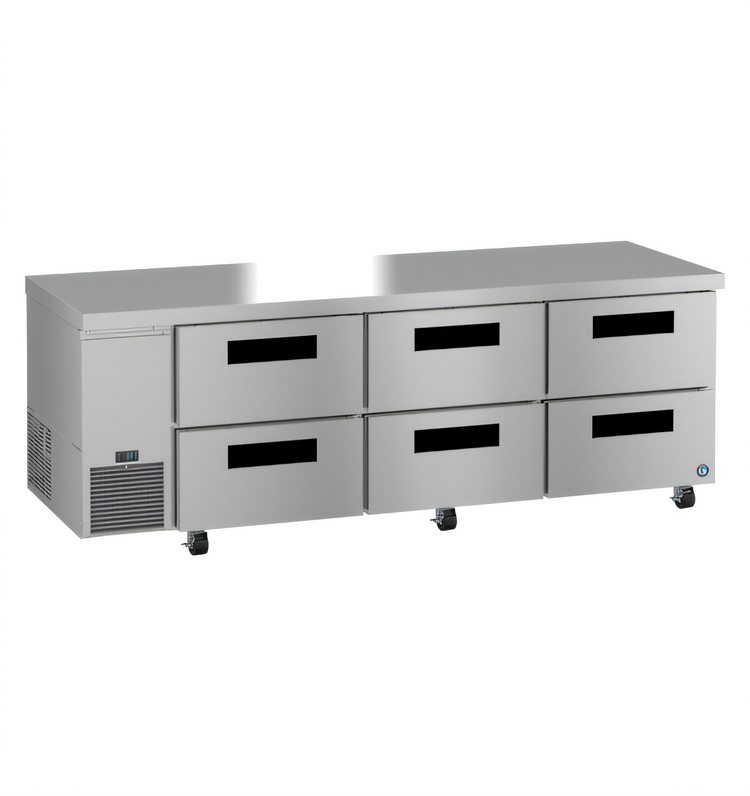Product image #1 for Hoshizaki Steelheart 93-Inch Three-Section Undercounter Refrigerator with Six Drawers