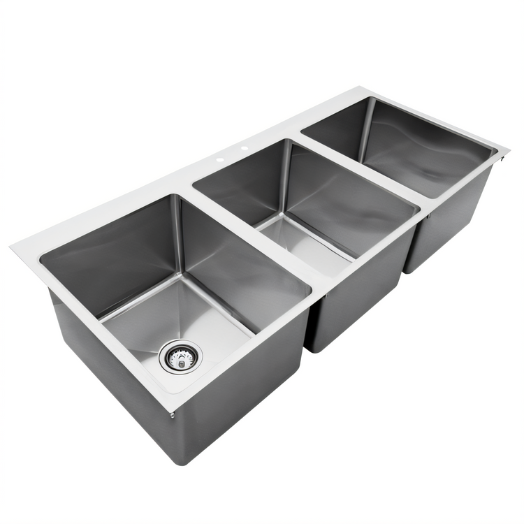 Product image #2 for Three-Compartment Drop-In Stainless Steel Sink with 16 x 20 x 12 Inch Compartments