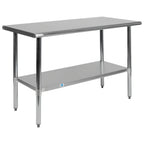 Thumbnail image #1 for Flash Furniture NH-WT-2448-GG 48-Inch x 24-Inch Stainless Steel Prep and Work Table with Undershelf