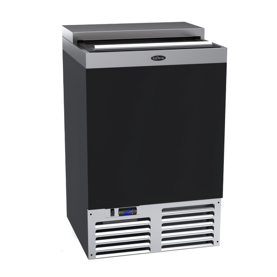 Product image #1 for Krowne 24-Inch Flat Top Bottle Cooler with Sliding Lid, Black Vinyl Exterior, 6-Case Capacity