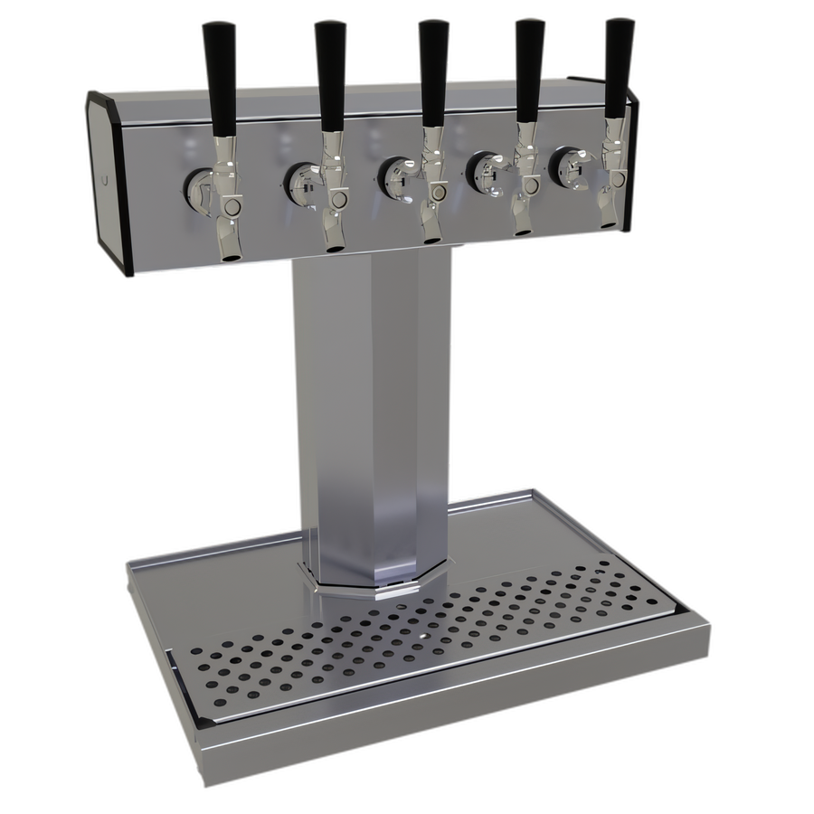 Product image #1 for Glastender Countertop Tee Draft Dispensing Tower, 5 Faucets, Glycol-Cooled, Stainless Steel
