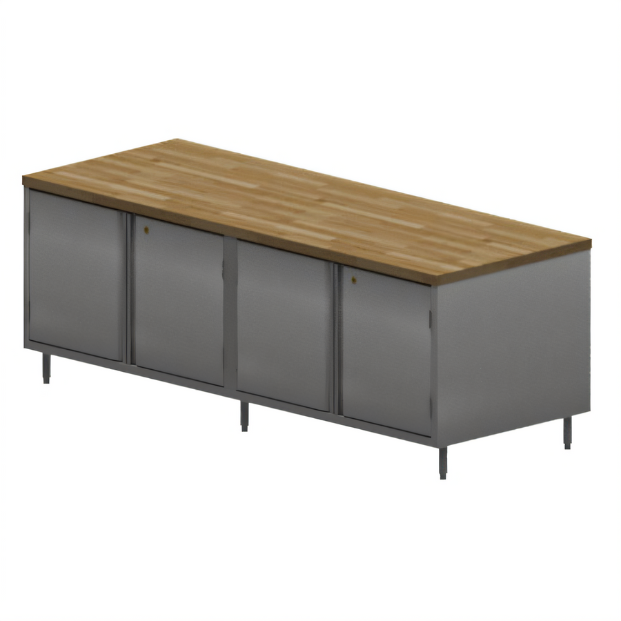 Product image #1 for BK Resources 96-Inch Dual-Access Chef Table with Hard Maple Top and Locking Cabinet Base