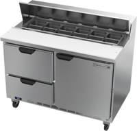 Beverage-Air SPED48HC-12-2 48-Inch 2-Section Sandwich Prep Table with 1 Door, 2 Drawers and 12-Pan Top