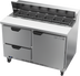 Thumbnail image #1 for Beverage-Air SPED48HC-12-2 48-Inch 2-Section Sandwich Prep Table with 1 Door, 2 Drawers and 12-Pan Top