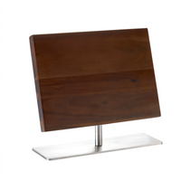 Mercer Culinary Magnetic Knife Holder Board on Stand, Leaf Acacia Wood, Stainless Steel Base