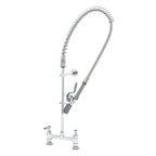 Thumbnail image #1 for T&S Brass EasyInstall B-0123-CR-BJ Deck-Mount Pre-Rinse Unit, Spring-Action Gooseneck, 8-Inch Centers, 24-Inch Riser, 44-Inch Hose