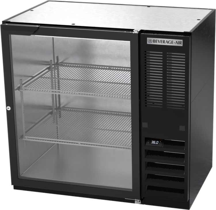 Product image #1 for Beverage-Air BB36HC-FG-B Food-Rated Back Bar Refrigerator with Glass Door, 36-Inch, Black, 10.162 Cu. Ft.