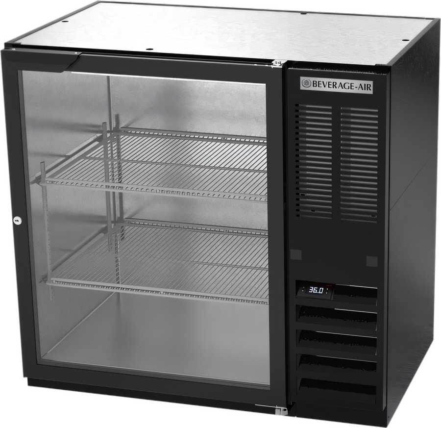 Product image #1 for Beverage-Air BB36HC-FG-B Food-Rated Back Bar Refrigerator with Glass Door, 36-Inch, Black, 10.162 Cu. Ft.