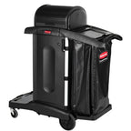 Thumbnail image #1 for Rubbermaid Commercial Products 1861427 High-Security Executive Janitorial Cleaning Cart, Black, Locking Hood and Doors, 7.25 Cu. Ft.