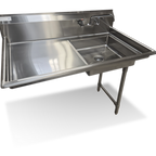 Thumbnail image #1 for Steel Works Stainless SWUDT-48R Right-Hand Undercounter Dish Table, Stainless Steel, 20 x 20 x 5 Inch Pre-Rinse Bowl, 48 x 30 Inches