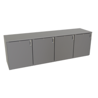 Glastender Low Profile Four-Section Back Bar Dry Storage Cabinet, 96 Inch Wide