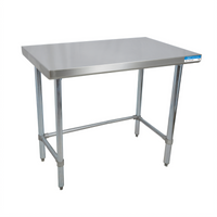 BK Resources 48 Inch x 18 Inch Flat Top Open Base Stainless Steel Work Table